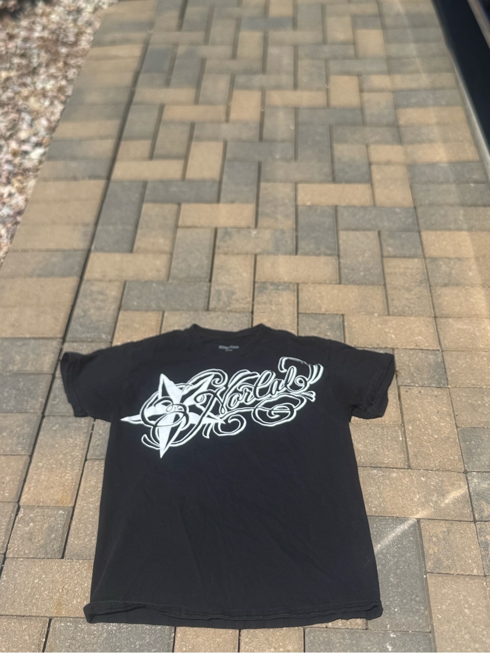 Black Short Sleeve Graphic Tee with White Script